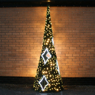 Picture of a thin Christmas tree with modern diamond gaps