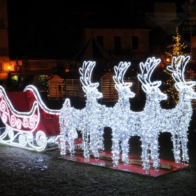 LED Christmas reindeer sleigh decoration