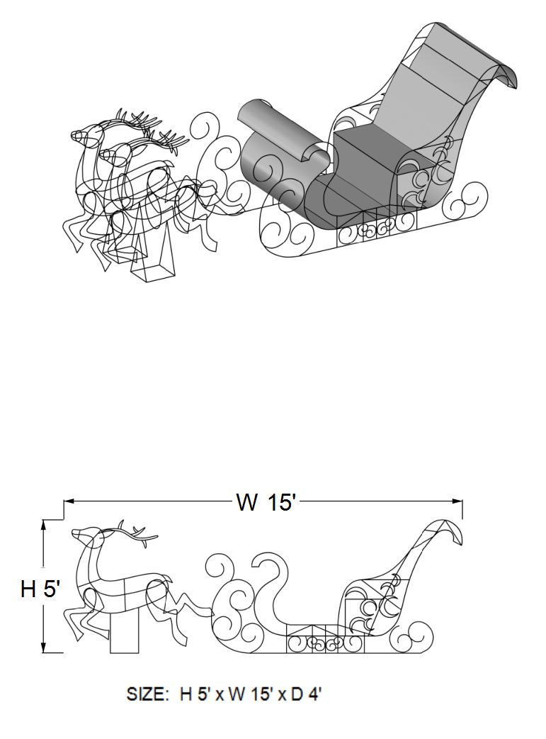 Giant Pre-Lit LED Santa’s Sleigh