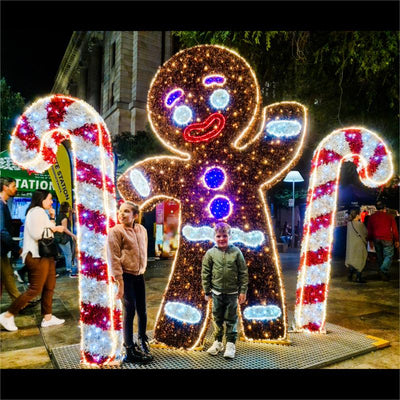 Picture of a illuminated LED giant gingerbread man