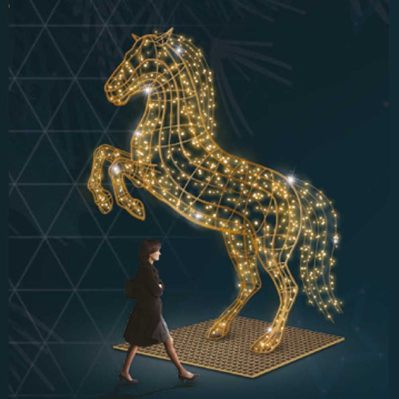 Giant Pre-Lit LED Rearing Horse