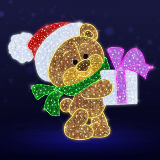 2D Pre-Lit LED Gifting Bear