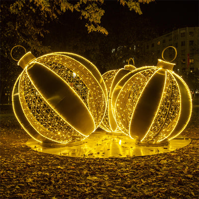 Picture of Certified Lights' outdoor Christmas lawn decorations. This is a large LED Christmas ornament lawn decoration for commercial projects.
