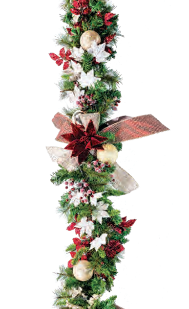 Pre-Decorated Christmas Garland - Fully Decorated
