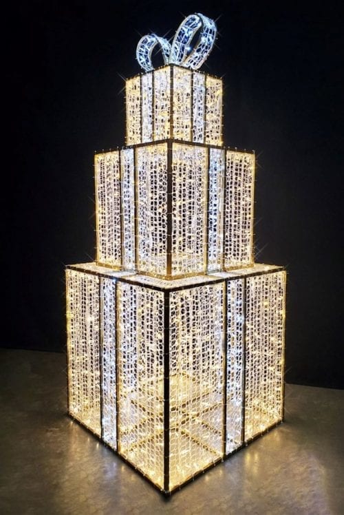 8ft Giant Pre-Lit LED Stacked Gift Boxes - Warm White & Cool White