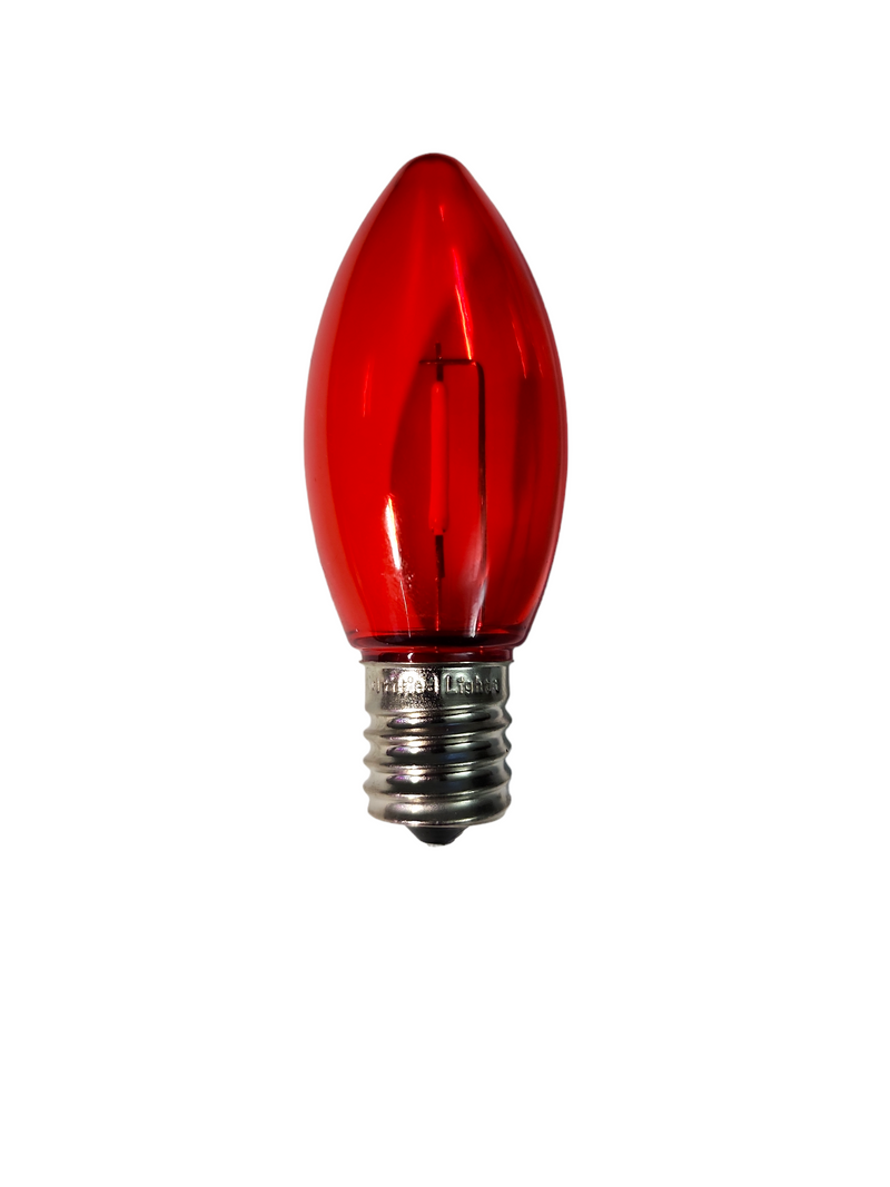 Certified Classic C9 Red LED Plastic Filament Bulbs, Shatterproof - Case of 500 Bulbs