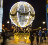 Giant Pre-Lit LED Garland Adorned Hot Air Balloon