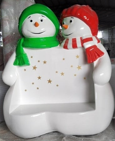 Giant Fiberglass Snowman Bench