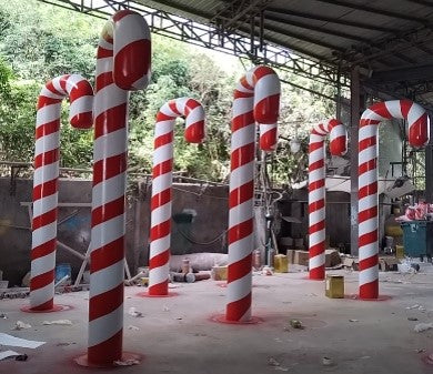 Giant Fiberglass Candy Cane Pole