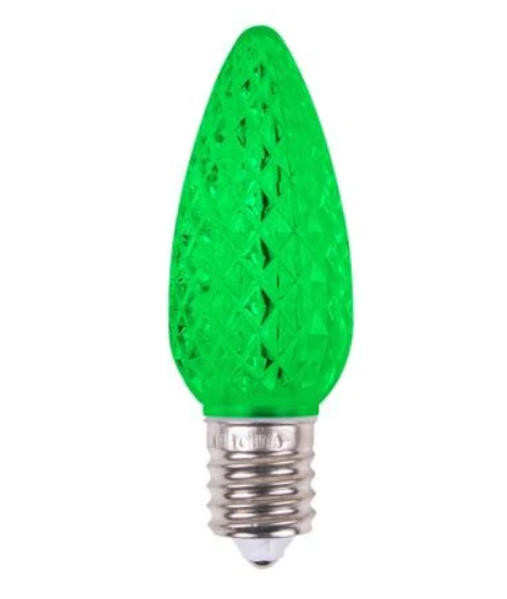 C9 Faceted LED Green SMD Bulbs - Pack of 25 Bulbs