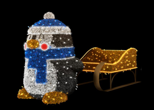 Giant Pre-Lit LED Penguin and Sleigh