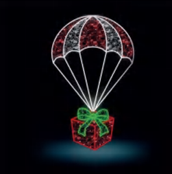 2D Pre-Lit LED Parachute Gift Box