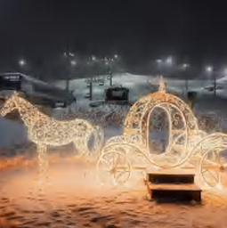 Giant Pre-Lit LED Whimsical Horse and Carraige