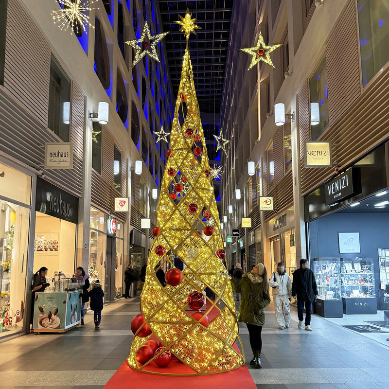 Giant Pre-Lit LED Ornament Ribbon Tree